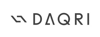 A black and white logo of the word daq